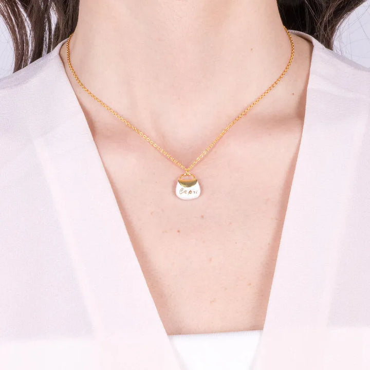 Collana in Argento 925 con borsetta bianca