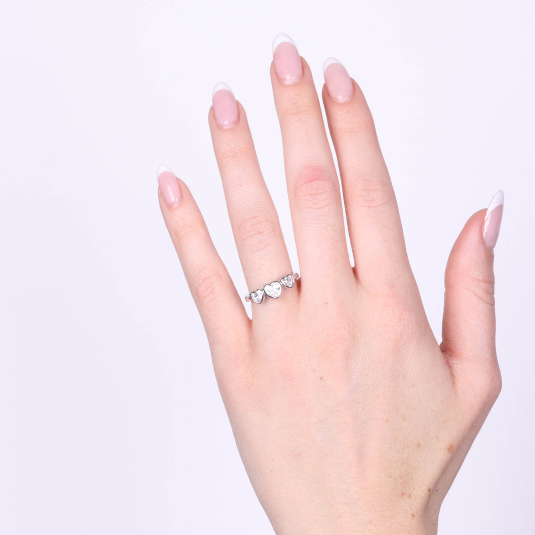 Anello in Argento 925 tris di cuori