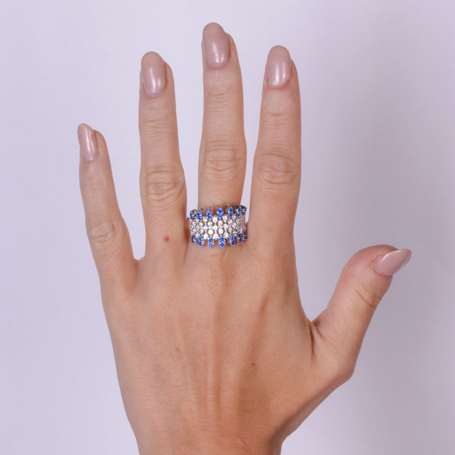Anello in Argento 925 con cristalli blu