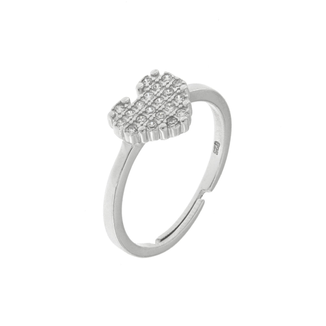 Anello in Argento 925 con cuore ricoperto di zirconi bianchi