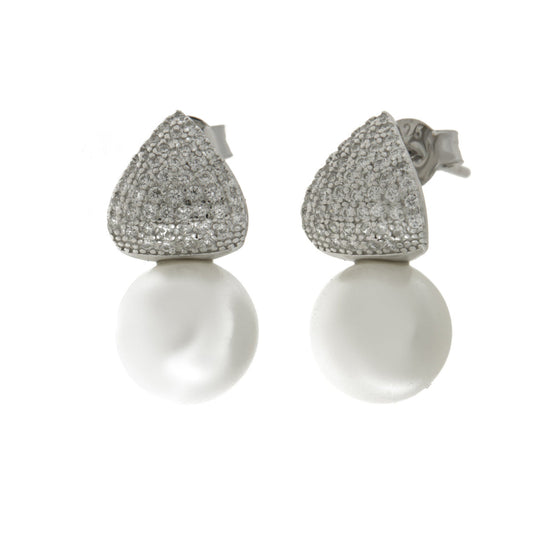 Orecchini in Argento 925 con perla impreziosita da zirconi
