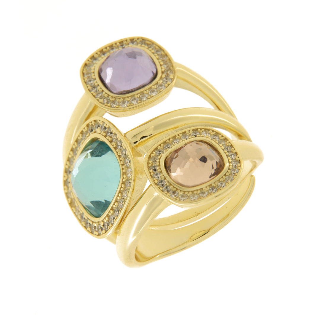 Anello in Argento 925 a fascia con zirconi colorati