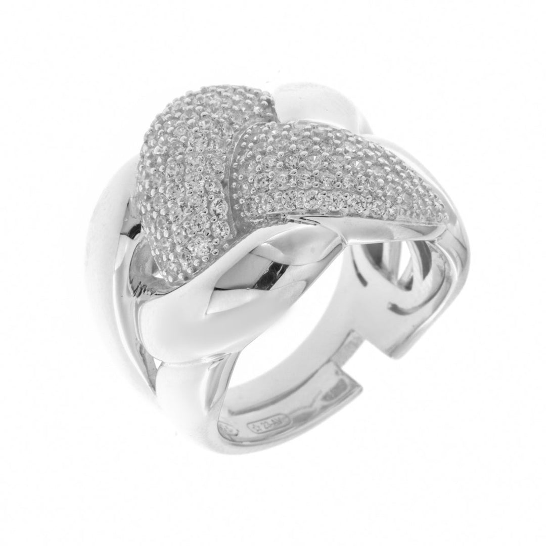 Anello in Argento 925 con intrecci e zirconi bianchi