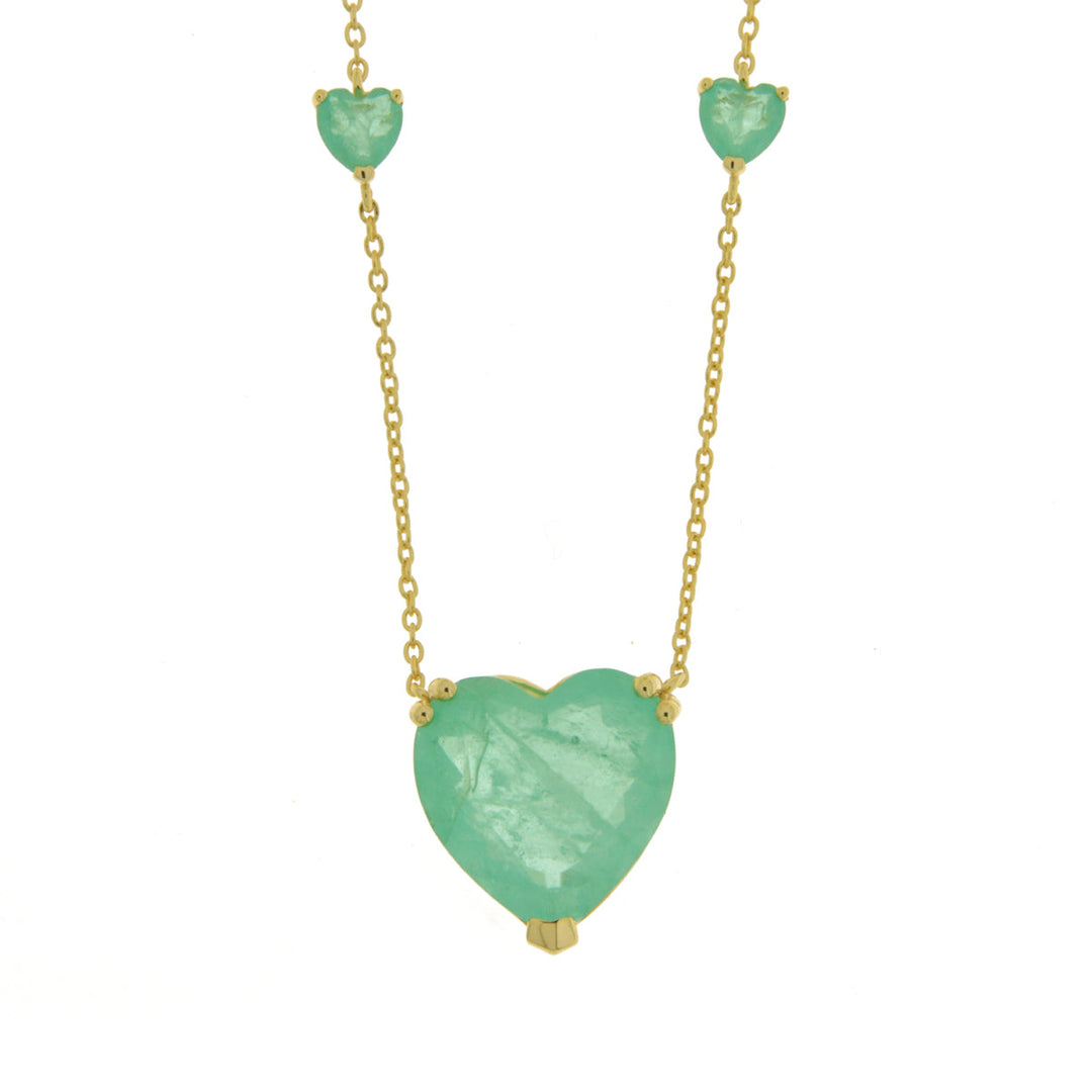 Collana in Argento 925 cuore verde