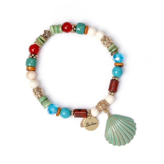 Bracciale elastico con conchiglia pendente Partenope - Multicolor