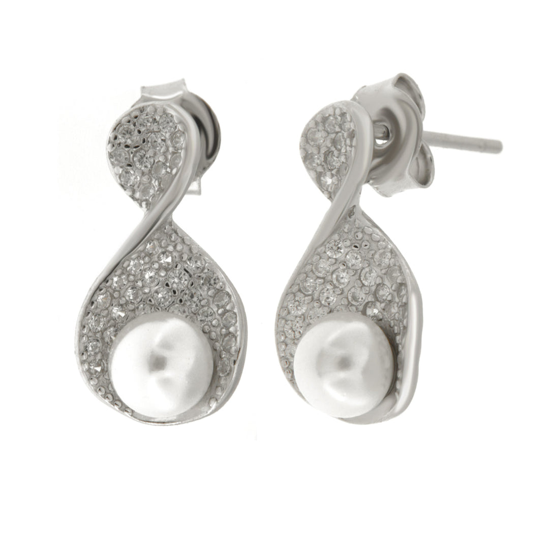 Orecchini in Argento 925 perla con zirconi