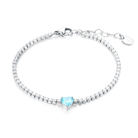 Bracciale tennis cuore azzurro