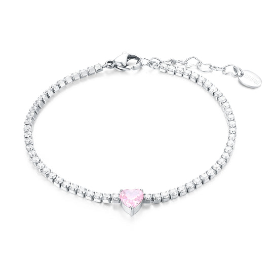 Bracciale tennis cuore rosa