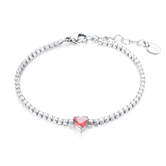 Bracciale tennis cuore rosso