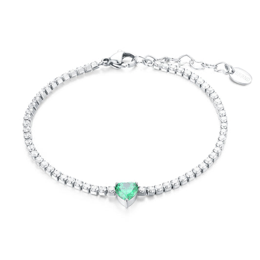 Bracciale tennis cuore verde