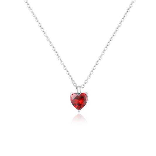 Collana con cristallo cuore rosso