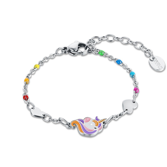 Bracciale Arcobaleno Con Unicorno E Cuori