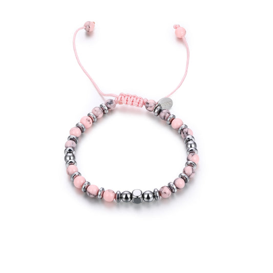 Bracciale Corda Pietre Rosa