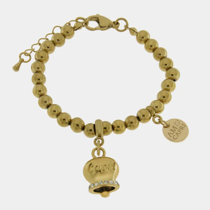 Bracciale in Acciaio con campanella placcata oro con scritta Capri