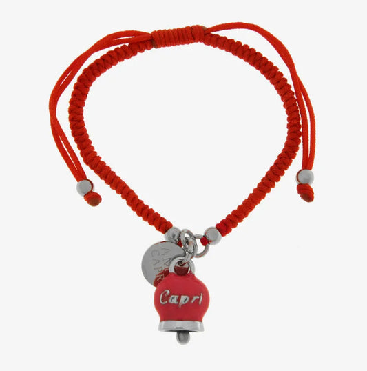 Bracciale in Acciaio Cordino e Campanella Portafortuna Tramonto di Capri - Colore Teaa Berry