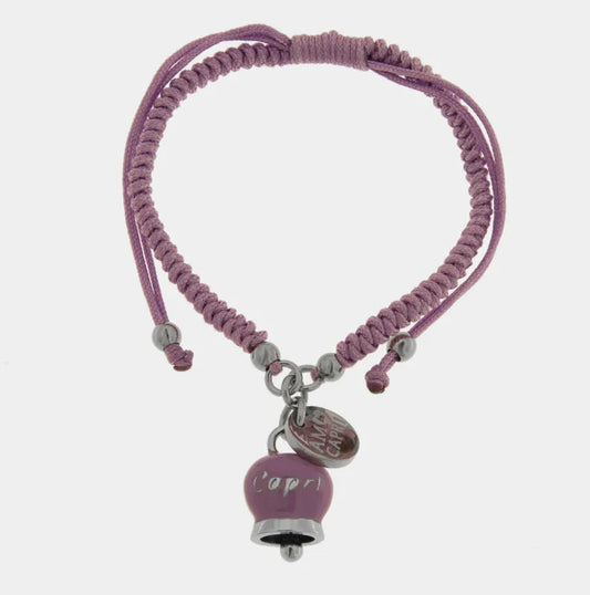 Bracciale in Acciaio campanella Portafortuna Giardini di Capri - Colore Amethyst Orchid
