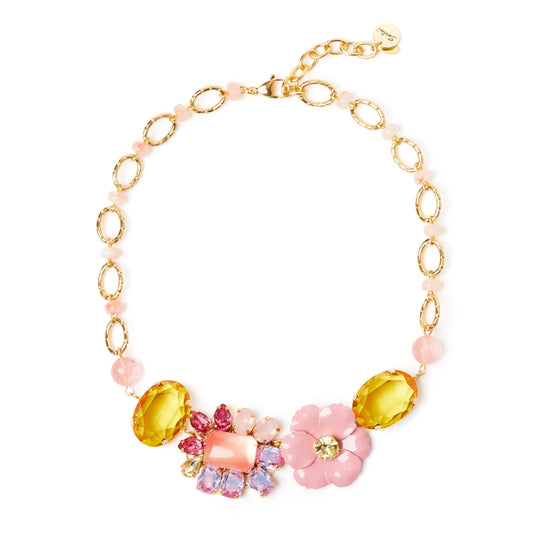 Collana corta fiori e cristalli Santa Margherita - Multicolor