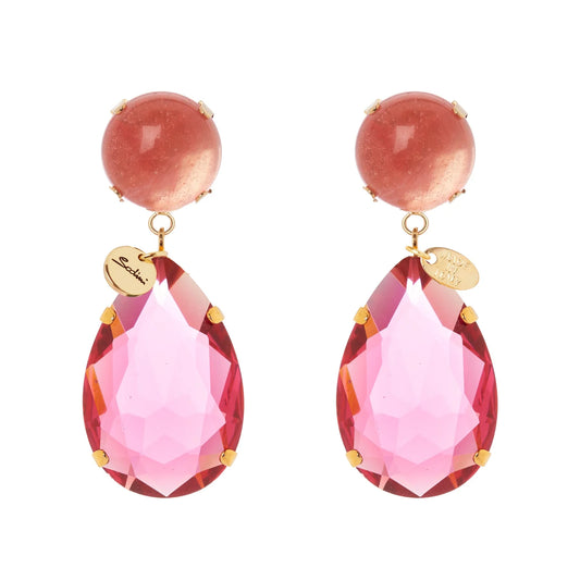 Orecchini con grande pendente Santa Margherita - Rosa