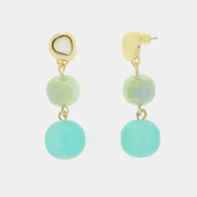 Orecchini in Metallo con perle verdi acqua