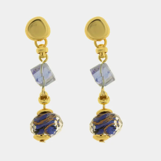 Orecchini in Metallo cristalli di Murano blu
