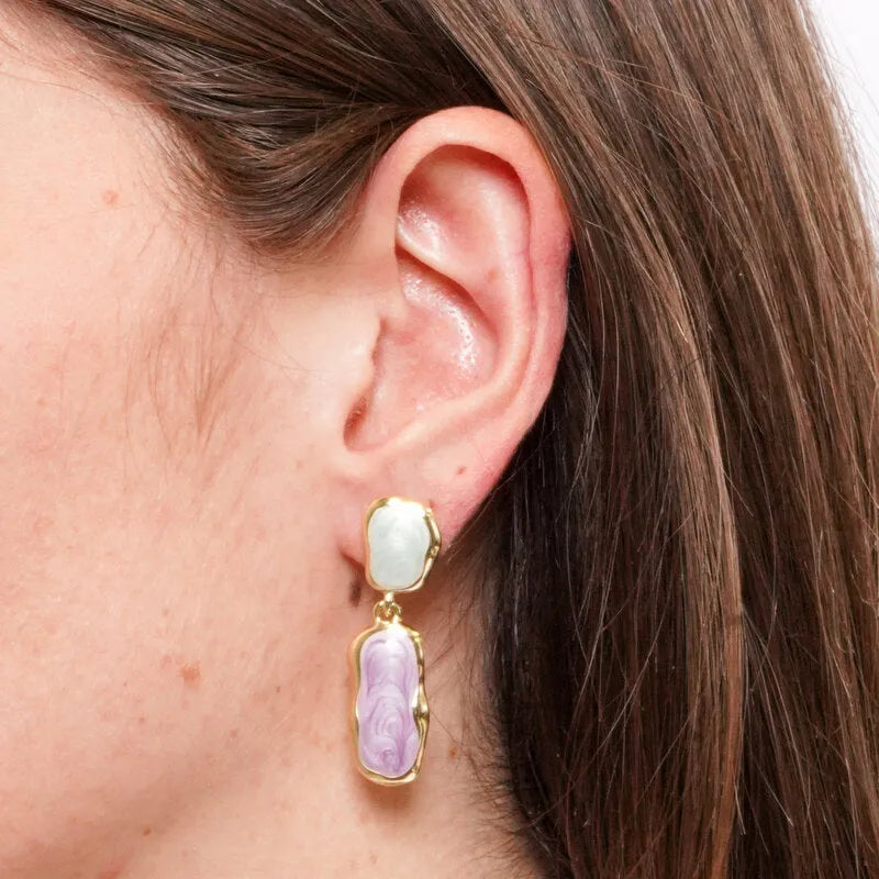 Orecchini in Metallo pendente smaltato viola