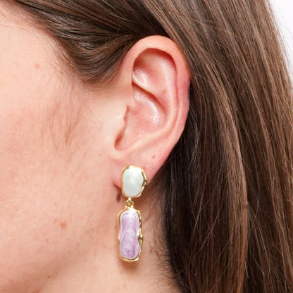 Orecchini in Metallo pendente smaltato viola