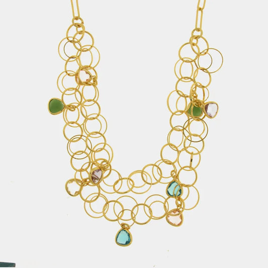 Collana in Metallo cerchi intrecciati con cristalli