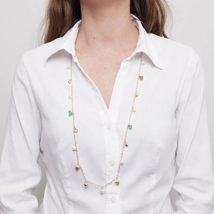 Collana in Metallo cristalli e perle