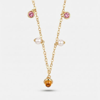 Collana in Metallo cristalli e perle