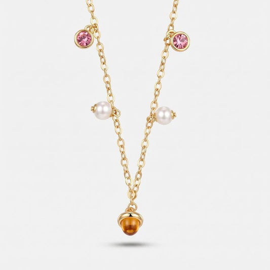 Collana in Metallo cristalli e perle