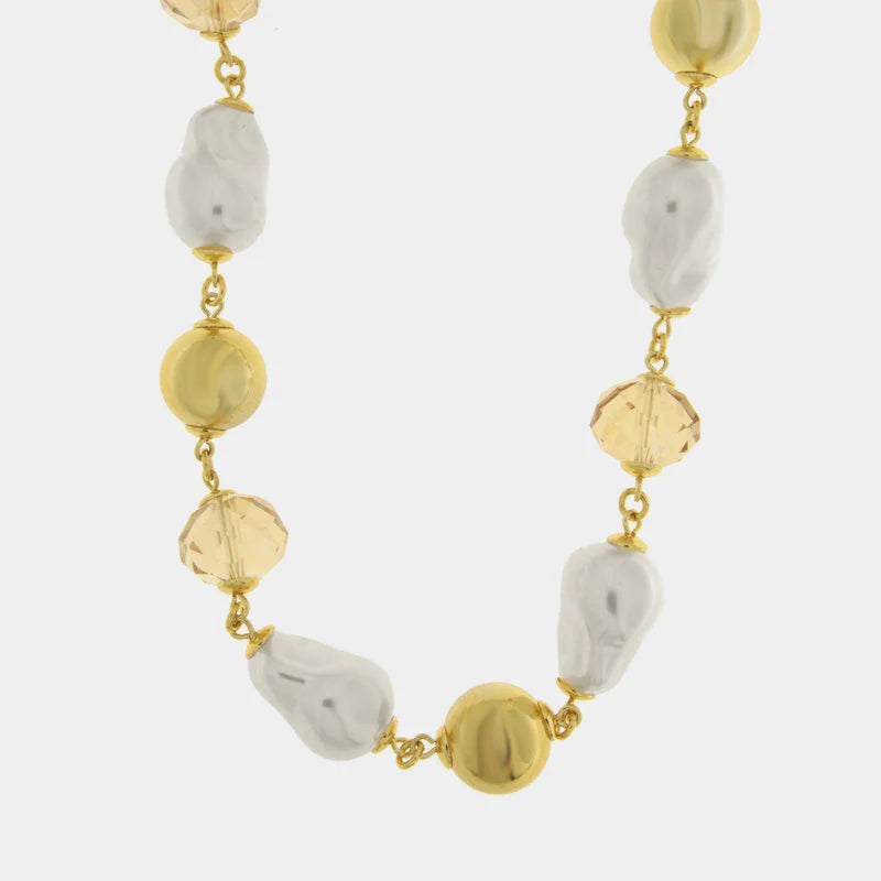 Collana in Metallo giro di perle e cristalli