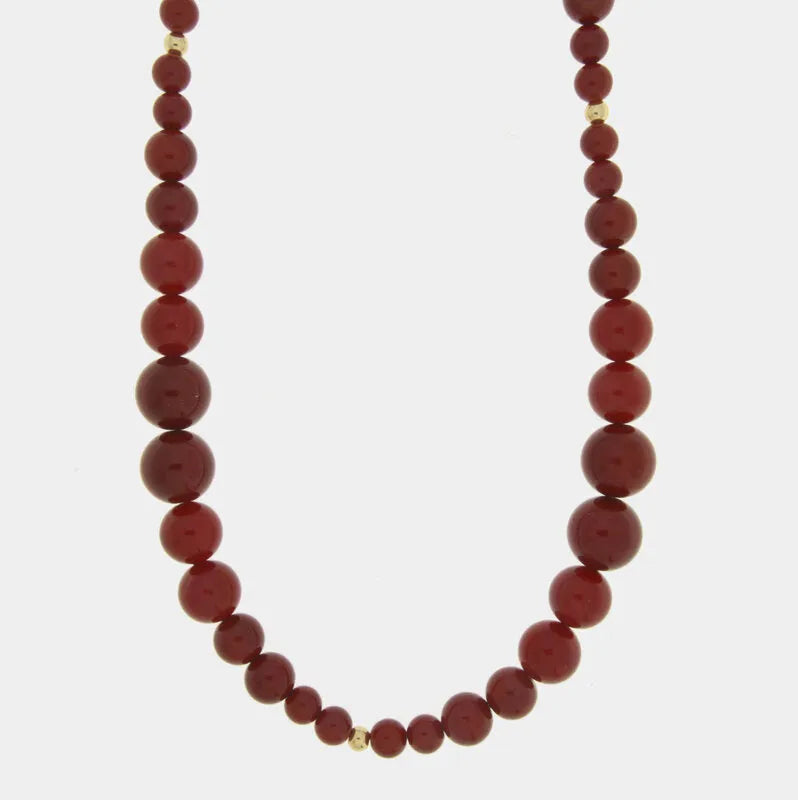 Collana lunga in Metallo con sfere rosse
