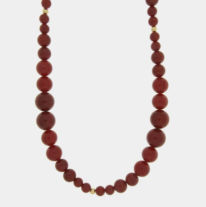 Collana lunga in Metallo con sfere rosse