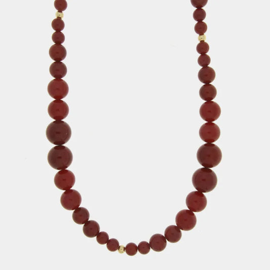 Collana lunga in Metallo con sfere rosse