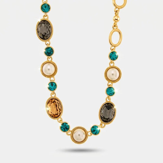 Collana in Metallo con cristalli e pietre bianche