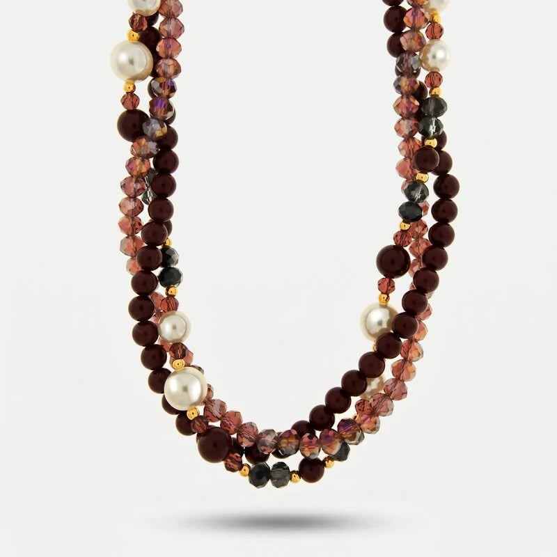 Collana in Metallo cristalli colorati bordeaux