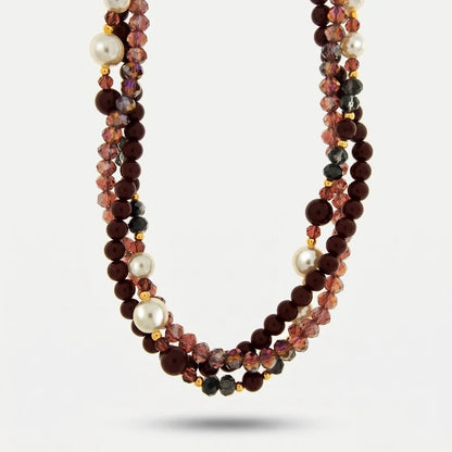 Collana in Metallo cristalli colorati bordeaux