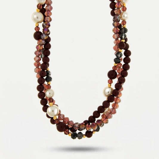 Collana in Metallo cristalli colorati bordeaux
