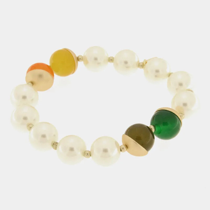 Bracciale in Metallo con perle e pietre colorate