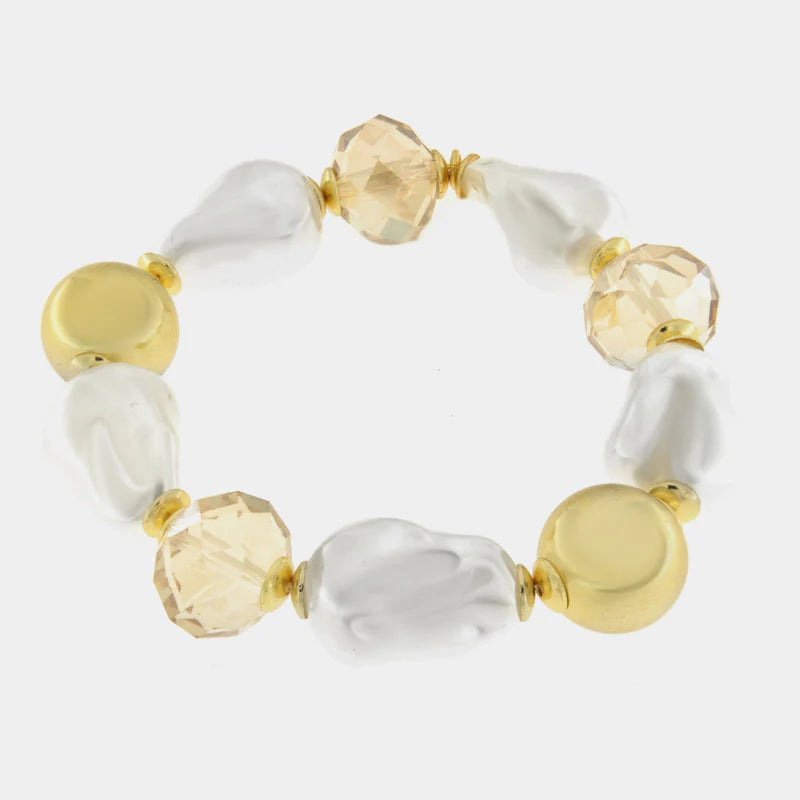 Bracciale in Metallo perle e cristalli grandi