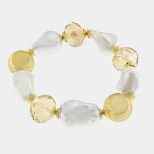 Bracciale in Metallo perle e cristalli grandi