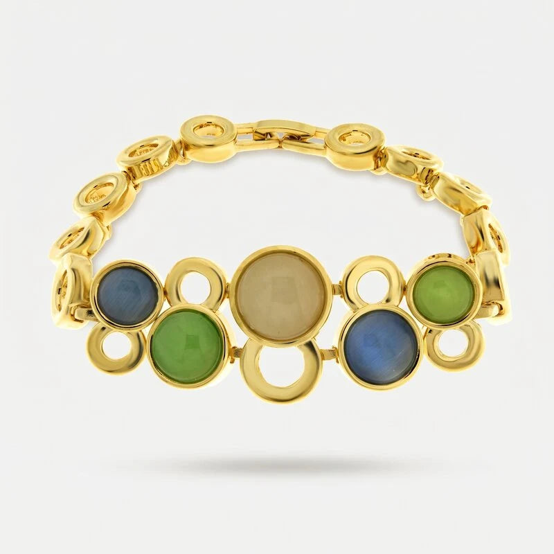 Bracciale in Metallo con pietre verdi e blu
