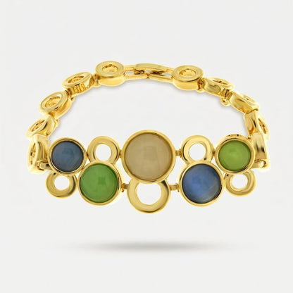 Bracciale in Metallo con pietre verdi e blu