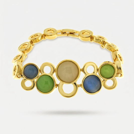 Bracciale in Metallo con pietre verdi e blu