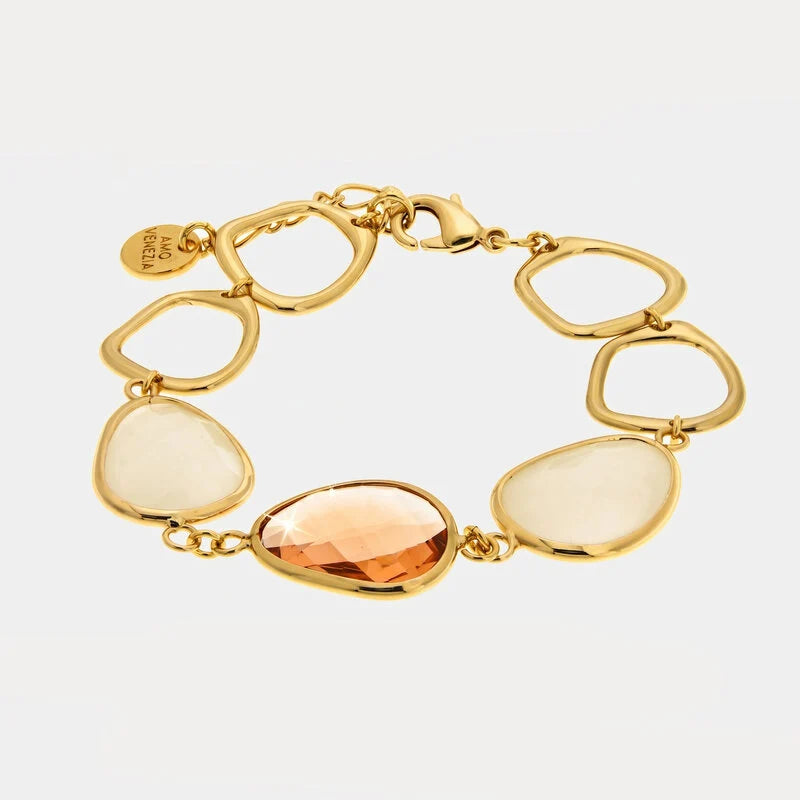 Bracciale in Metallo con pietra color pesca