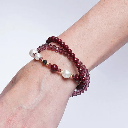 Bracciale in Metallo con perline bordeaux