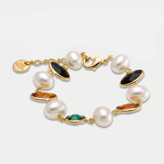 Bracciale in Metallo perline e cristalli colorati