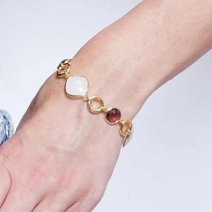 Bracciale in Metallo cristalli marroni chiusura a T