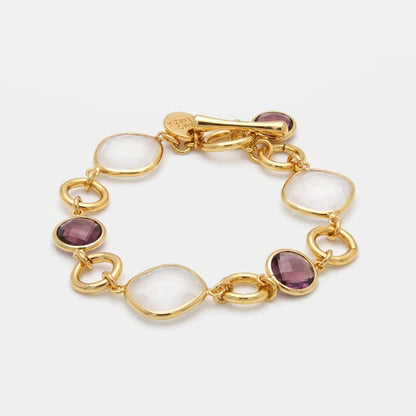 Bracciale in Metallo cristalli marroni chiusura a T