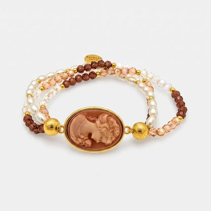 Bracciale in Metallo multifilo cammeo rosa